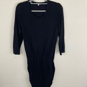 Sundry by Anthropologie Black Long Sleeve Ruched Dress